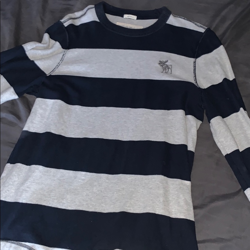 Mens XL Abercrombie Long Sleeve Grey/Blue Striped